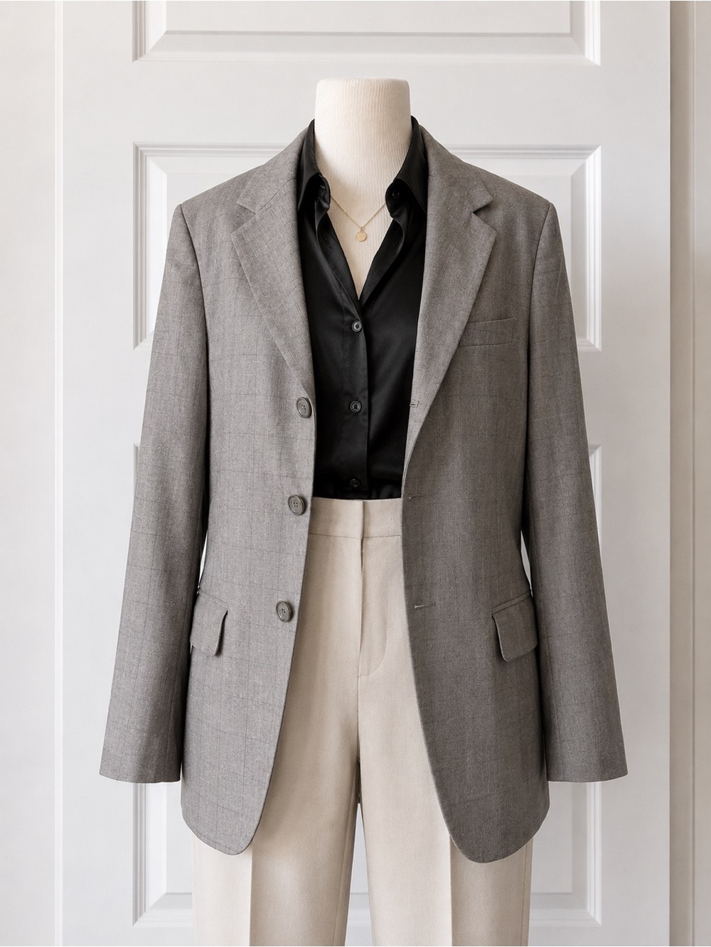 VINCI Designed in Italy Oversized Gray Plaid 3-Button Blazer Jacket Sport Coat